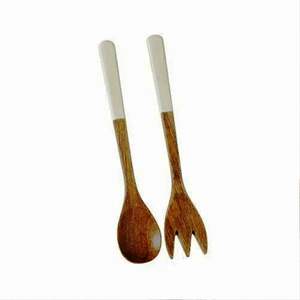 Serveurs à salade en bois de manguier tissé mince ensemble de serveurs à salade faits à la main produit en bois pour une utilisation dans la cuisine à domicile - Product Image 4