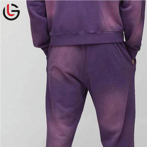 Chándales de gimnasio de lavado ácido con logotipo personalizado, traje de correr de dos piezas de algodón 100% vintage con cuello con capucha, ropa de calle para invierno - Product Image 5