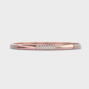Brazalete de Diseño Minimalista con Diamantes en Oro Amarillo/Blanco/Rosa de 14K para Mujer, OEM - Product Image 2