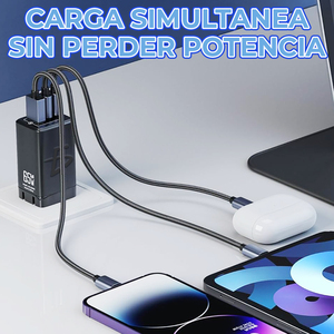 อะแดปเตอร์ชาร์จเร็ว 65W 3-in-1 ชิป GaN พอร์ต USB C1 C2 สำหรับแล็ปท็อป ชาร์จไร้สาย หูฟัง ผลิตจากพลาสติกและอะลูมิเนียม - Product Image 5