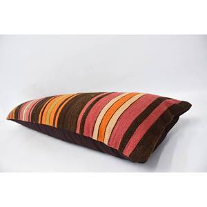 Multicolor Vintage Floral Kilim Striped Wool <b>Pillow</b> Luxury 12x48 Inch Woven Silk with Subtle Striped Pattern for Bedding - Product Image 5