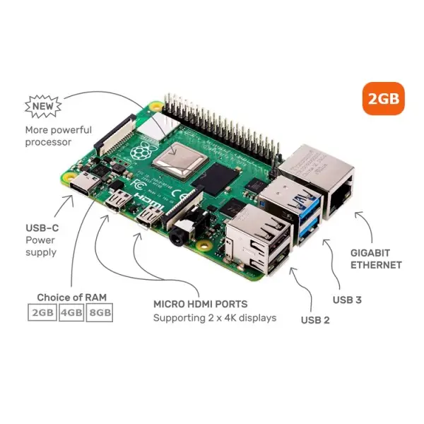 Raspberry Pi 4 modello B - 2 GB RAM completamente aggiornato, riprogettato più veloce più potente il tuo nuovo computer desktop