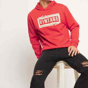 Venta al por mayor de los hombres Casual pulóver con capucha personalizado recortado gráfico Streetwear Raw Hem patrón sólido Abrigo con capucha para el invierno logotipo frontal - Product Image 4