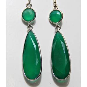 ต่างหูเงินสเตอร์ลิง925วินเทจทำด้วยมือพร้อมเครื่องประดับแฟชั่นสีเขียวนิลสำหรับเป็นของขวัญสำหรับเด็กผู้หญิงและผู้หญิง - Product Image 2