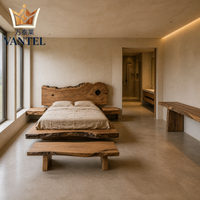 Maßgefertigtes Natürliches Massivholz-Hotelbett mit Naturkante für Luxus-Resorts, Villen und Hotelzimmer-Projekte