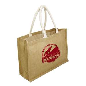 Fabricants personnalisés Sacs en toile de jute naturelle pour l'épicerie Sacs à main de plage Sac fourre-tout en jute Sac fourre-tout en toile de jute vierge - Product Image 2