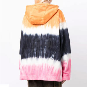 Sweat à capuche Tie Dye de couleur unie pour femme Tissu doux à séchage rapide pour l'hiver décontracté en plein air avec logo sur le devant - Product Image 4