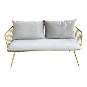 Modern 2-Seater Iron Frame Patio <b>Bench</b> with Fabric <b>Cushion</b> for Outdoor Dining or Villa SFB68070 - Product Image 2