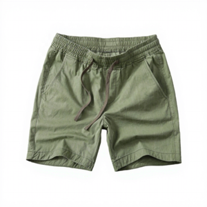 Men's <b>Green</b> Cotton Bermuda Shorts Drawstring Waist Casual Solid Color Woven Breathable Short <b>Pants</b> - Product Image 1