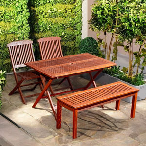 Table de pique-nique pliable en bois massif de conception durable de ferme banc chaise ensemble UV résistant aux intempéries extérieur jardin cour - Product Image 1