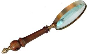Antique Wooden Handle Aluminium Handheld <b>Magnifying</b> <b>Glass</b> with Polished Technique Model for Reading Books Inspection Brown Color - Product Image 4
