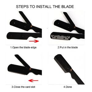 Maquinilla de afeitar de peluquero con borde de acero recto clásico, cuchillo de afeitar plegable, mango de madera, cuerpo facial de seguridad Manual de acero inoxidable único - Product Image 5