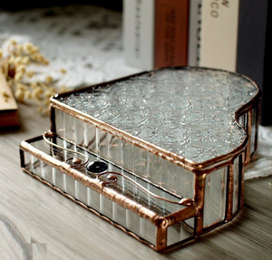 Design élégant Boîte à bijoux en verre très exigeante en métal et fer Boîte décorative à bijoux chère Boîte à bijoux en verre de vente indienne - Product Image 4