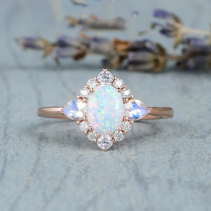 AAA+ Quality White Lab <b>Opal</b> Oval Heart Cutout <b>Ring</b> .925 Sterling Silver Sizes 7 Gift New Cus-Jew139 - Product Image 1