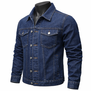 บริการ OEM โลโก้สั่งทำ เสื้อแจ็คเก็ตยีนส์คลาสสิกสำหรับผู้ชาย แบบติดกระดุมด้านหน้า สไตล์ Trucker ผ้าฝ้าย แจ็คเก็ตยีนส์ OEM ODM เสื้อผ้าลำลองแนวสตรีท - Product Image 3