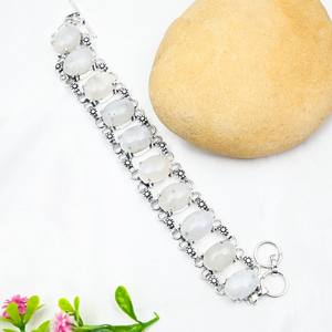 Bracelet en pierre de lune, argent sterling 925, bijoux faits à la main, bracelet en pierres précieuses, cadeaux de mariage et de Noël - Product Image 3