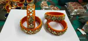 Wholesale Silk Thread Indian Bangles Set for Women and Girls, Wedding Party Wear Bangles Indian <b>Wristband</b> Bracelets - Product Image 5