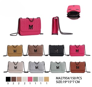 Borsa a Tracolla Trapuntata in PU con Catena e Cinghia Singola, Fodera in Poliestere per Donna - Product Image 1