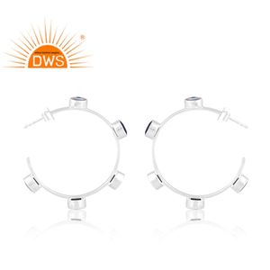 Meilleure qualité en argent sterling fin mère de poire et pierre précieuse en résine bleue boucle d'oreille personnalisée Iewelry fabricant - Product Image 3