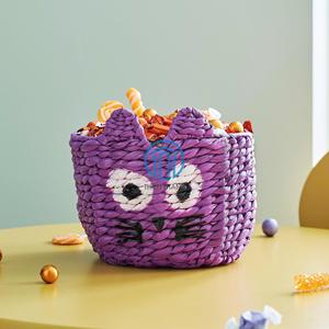 Adorable bol à bonbons pour chat en jacinthe d'eau tissé à la main panier d'Halloween pour bébé cadeau pépinière et fête Halloween Decor - Product Image 3