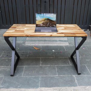 Escritorio para computadora de madera de acacia de 120x60 cm con patas HBWD022, requiere ensamblaje, XConcept - Product Image 5