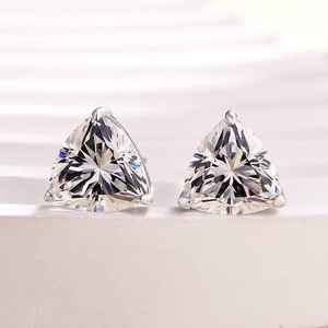 Boucles d'oreilles clous en diamant de laboratoire taille Trillion, or blanc 14 carats, forme triangulaire, bijoux fins étincelants pour femme, cadeaux d'anniversaire - Product Image 5