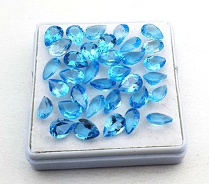 ลูกแพร์ตัดพลอยบุษราคัมสีฟ้าจากสวิสธรรมชาติขนาด4x5มม. ลูกปัดหินเหลี่ยมเพชรพลอยบุษราคัมคุณภาพสูงสำหรับทำเครื่องประดับในราคาโรงงาน - Product Image 6