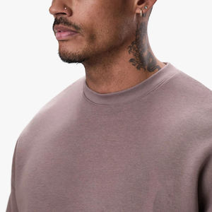 Sweat-shirt à col rond en molleton épais de coton français, coupe oversize, épaules tombantes, poche, impression personnalisée - Product Image 2