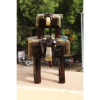 Tabouret éléphant en bois moderne fait main avec finitions en laiton, table d'appoint décorative traditionnelle du Rajasthan peinte à la main |   Ethnique
