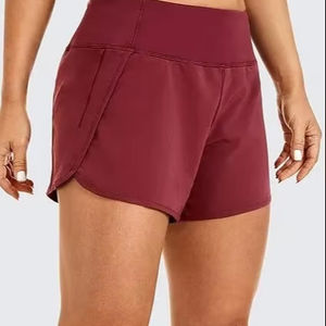 Short de fitness d'été taille haute pour femme séchage rapide avec cordon de serrage respirant et poche zippée fermeture à la taille élastique - Product Image 1