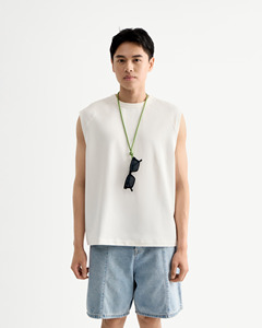 Camiseta sin mangas de punto 100% algodón para hombre, corte holgado, transpirable, ecológica, antipilling, estilo urbano, sin mangas, juvenil - Product Image 1