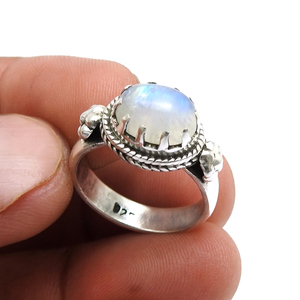 แหวนโบโฮประดับแบบคลาสสิกแหวนมูนสโตนสีไฟสายรุ้งสีฟ้าเงินสเตอร์ลิง925ดีไซน์ใหม่ - Product Image 3