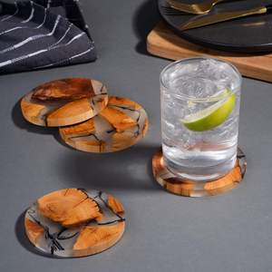 Handcrafted Wooden <b>Coasters</b> with Resin Inlay Unique Durable <b>Drink</b> Mats & Pads Classic Home & Kitchen Decor - Product Image 4