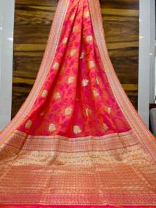 ผ้าส่าหรีผ้าไหมทอลายดอกไม้สำหรับงานแต่งงานเสื้อผ้าพื้นเมือง Banarasi Jari ส่าหรี - Product Image 4