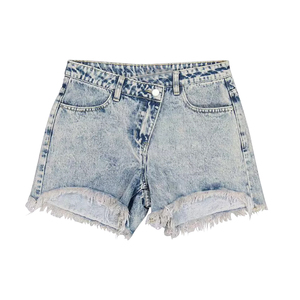 Shorts en jean décontractés respirants pour femmes, délavage clair, 100 % coton, séchage rapide, imperméables, style vintage, service OEM avec logo personnalisé - Product Image 5