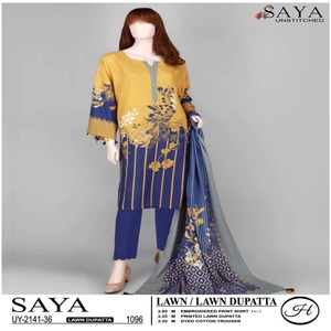 Élégant 3 pièces de haute qualité pour dames brodé coton de pelouse non cousu Salwar Kameez indien pakistanais maître copie séchage rapide tout - Product Image 1