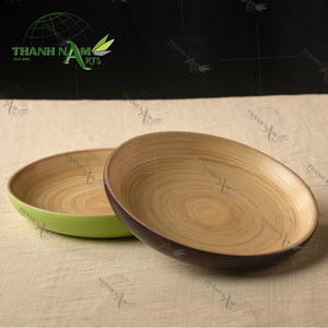 Assiette de service personnalisée en bambou filé plat rond naturel fait à la main pour la table à manger de cuisine et l'affichage de nourriture écologique - Product Image 6