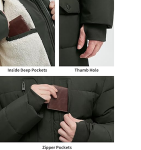 Veste matelassée en polaire extra longue pour homme Vêtements d'extérieur Manteaux d'hiver Parka à capuche Chaude Résistante à l'eau Temps froid - Product Image 2