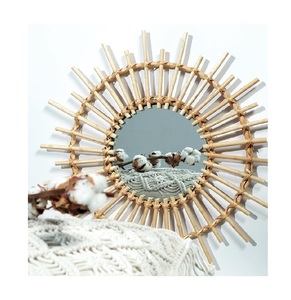 Espejo de ratán hecho a mano para decoración del hogar, material Natural, redondo, 99GD - Product Image 5