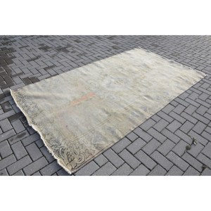 Tapis Turc Vintage 4.7 X 8.4ft Classique Blanc Fait Main Laine Patchwork Design Rectangulaire Couloir Style pour Adolescent Entrée Latex - Product Image 4