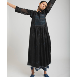 Neel 08 - Vestido Boho Chic Indigo con Tirantes Finos, Estampado Floral, Cintura Natural, Transpirable, 100% Algodón, Talla Única para Primavera, Disponible en XL - Product Image 2