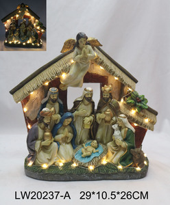 Set Natalizio in Resina Dipinto a Mano Personalizzato all'Ingrosso, Angelo, Sacra Famiglia, Re Magi e Animali, Artigianato Rustico - Product Image 3