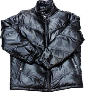 Chaqueta acolchada de piel de oveja negra genuina ATLANTIC, soporte de invierno, cierre de cremallera, luz con capucha, suministro ODM, no tejido teñido liso - Product Image 1