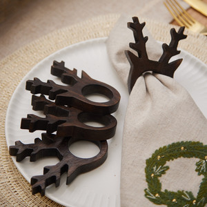 Rond de serviette en bois Designer Décoration de table Anneau de serviette en tissu de mariage en gros - Product Image 1