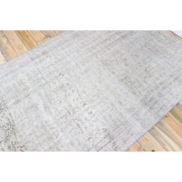 Tapis vintage turc écologique avec envers en latex et franges, 5,2x8 pieds, vert, grand tapis en laine patchwork