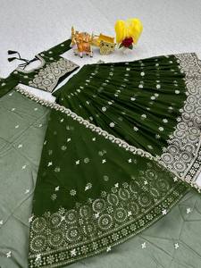 Designer Winter Wedding & Party Wear Lehenga Choli and Dupatta with Faux <b>Fur</b> - Product Image 2