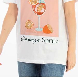 Slim Fit femmes décontracté à manches courtes haut court Logo personnalisé blanc filles t-shirt imprimé tricoté basiques/95% coton/5% Spandex tissu - Product Image 2