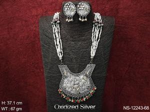 Bijoux à la mode, bijoux oxydés, argent oxydé, vernis de créateur, vêtements de fête, belle apparence, Design fantaisie, ensemble de colliers oxydés - Product Image 3