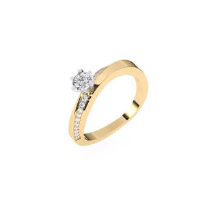 Anillo Solitario Moderno con Diamante Redondo Brillante de 0.38 Ct Cultivado en Laboratorio |   En oro amarillo, blanco y rosa de 9 quilates - Product Image 2