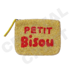 Pochette à monnaie Petit Bisou Portefeuille personnalisé en perles de rocaille Beau cadeau de maman-Design de coeurs pour filles - Product Image 1